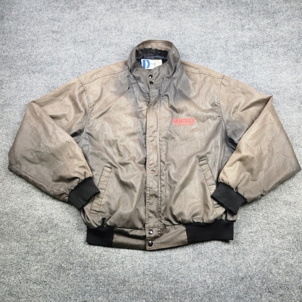 Dunbrooke Pla-Jac Vintage Gambler Bass Team Bomber Jacket Mens XL USA Faded Gray